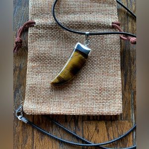 Tigers Eye Horn Pendant Mens Crystal Necklace Boyfriend Gift Crystals For Men